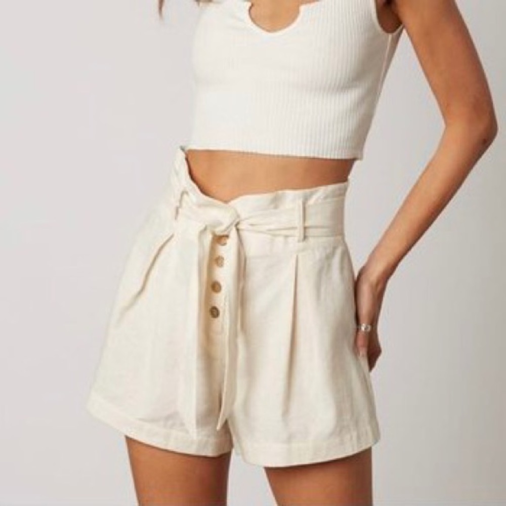 Cotton Candy LA Paper Bag Button Front Shorts